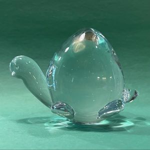 Glass Turtle Paperweight Collectible Figurine By Interpur Vintage